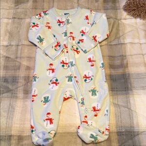 Old Navy Snowman Print Kids Footie - White and Red
